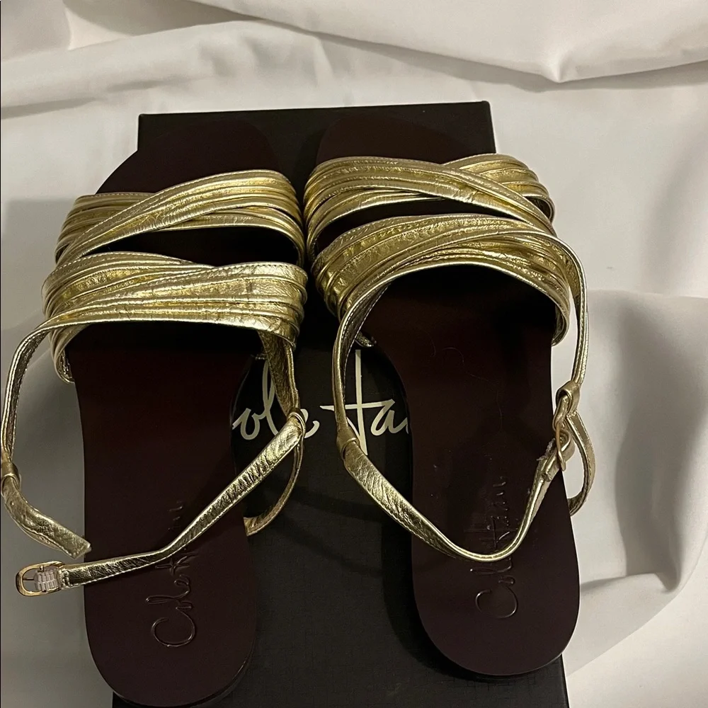 Cole Haan Gold Strappy Sandals - Picture 2 of 5
